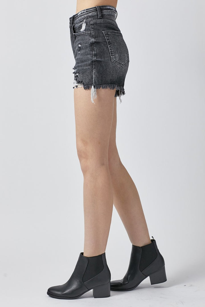 Helena High Rise Distressed Denim Shorts RISEN