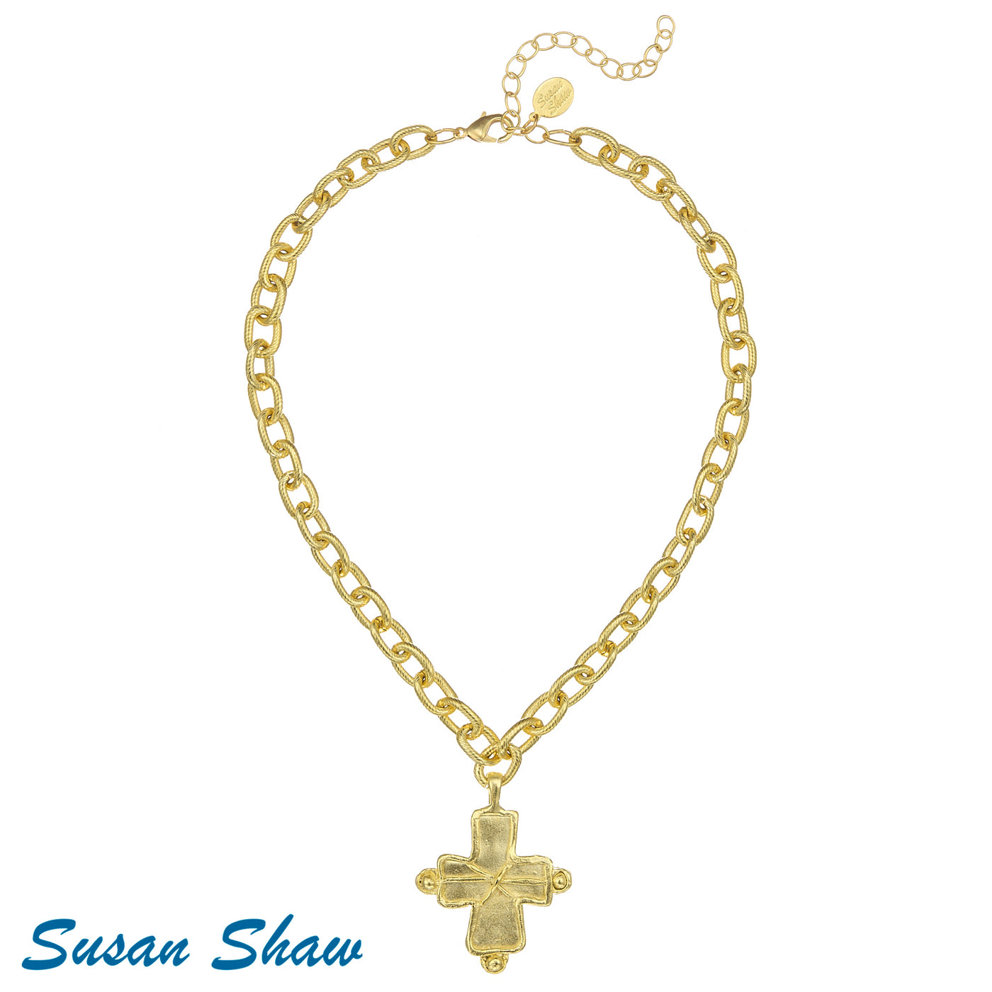 Gold Cross on Chain Necklace - Susan Shaw