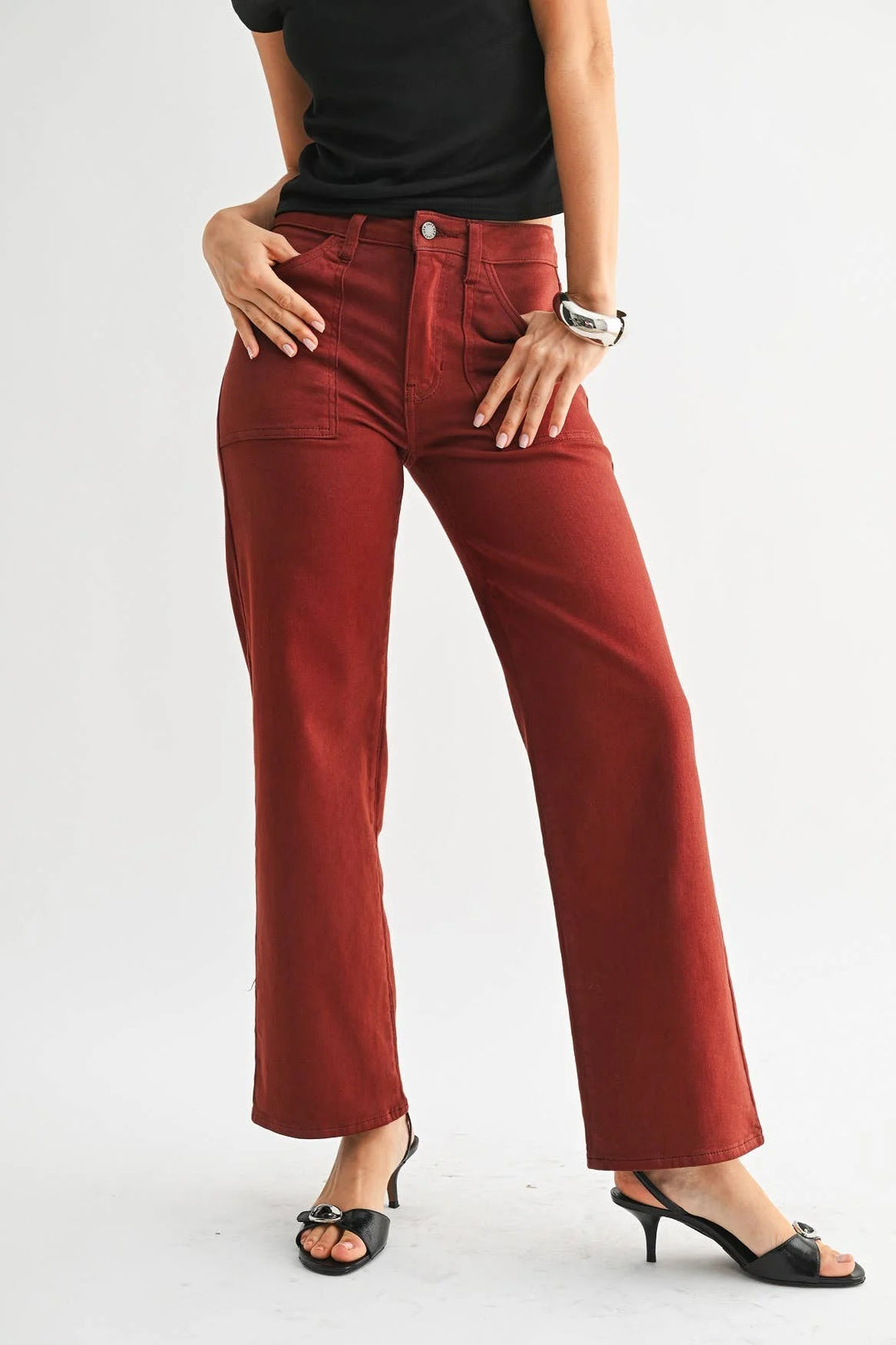 Brick Utility Pocket Relaxed Jeans – High Rise – Just USA