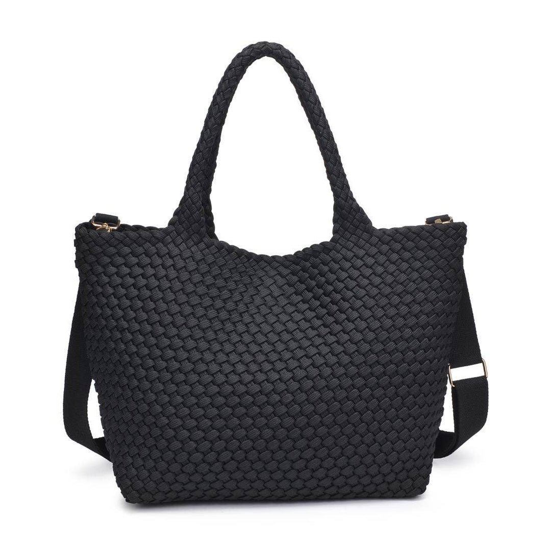 Sky's The Limit - Medium Laced Up Eco-Edition Tote: Black - Sol and Selene