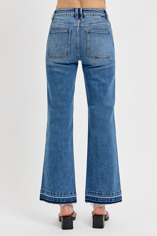 RISEN Raw Hem Ankle Bootcut Jeans