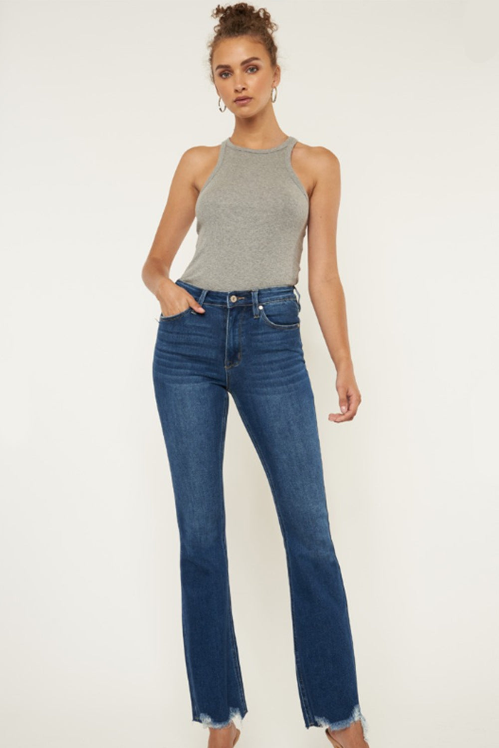 Alice Cat's Whiskers Raw Hem Flare Jeans Kancan