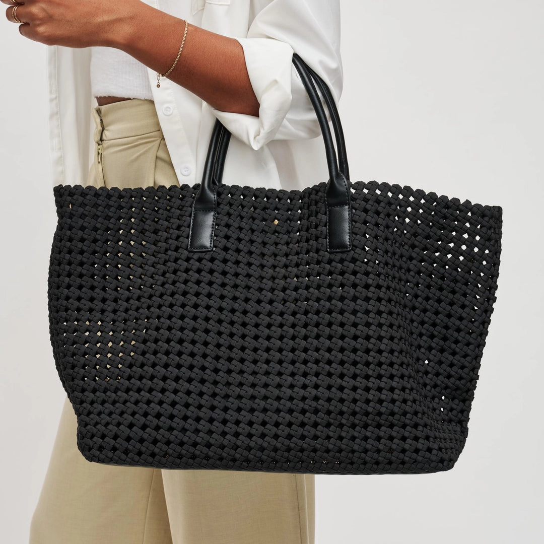 Solstice - Large Hand Woven Knot Tote in Black Sol and Selene