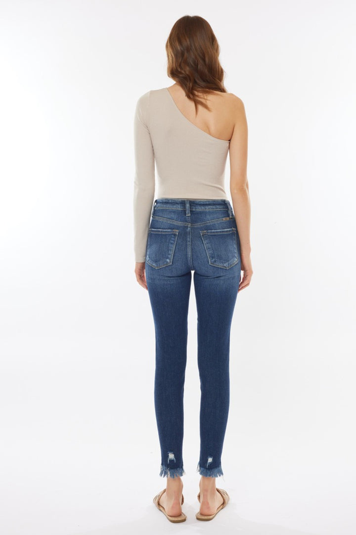 Grace Raw Hem High Waist Cropped Jeans Kancan