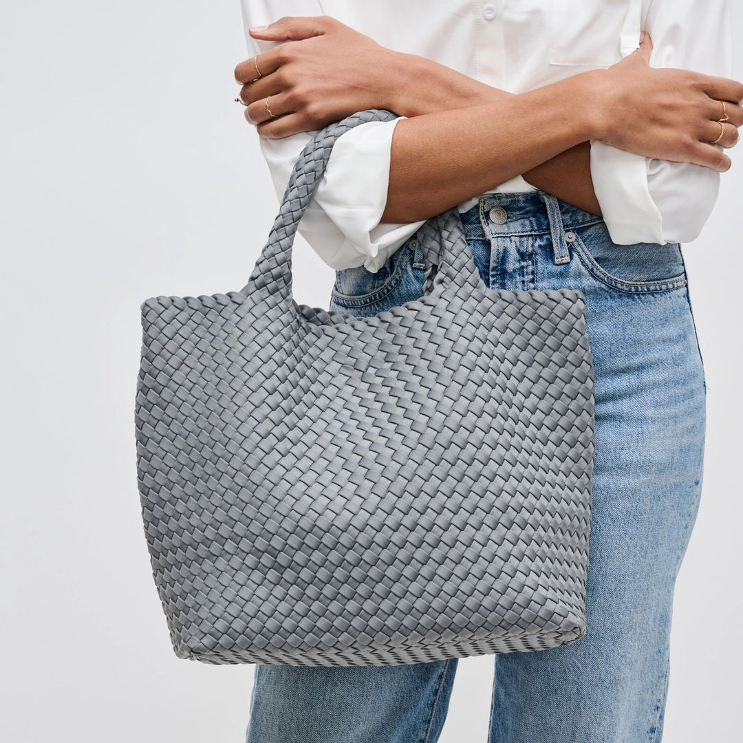 Sky's The Limit - Medium Woven Neoprene Tote in Grey - Sol and Selene