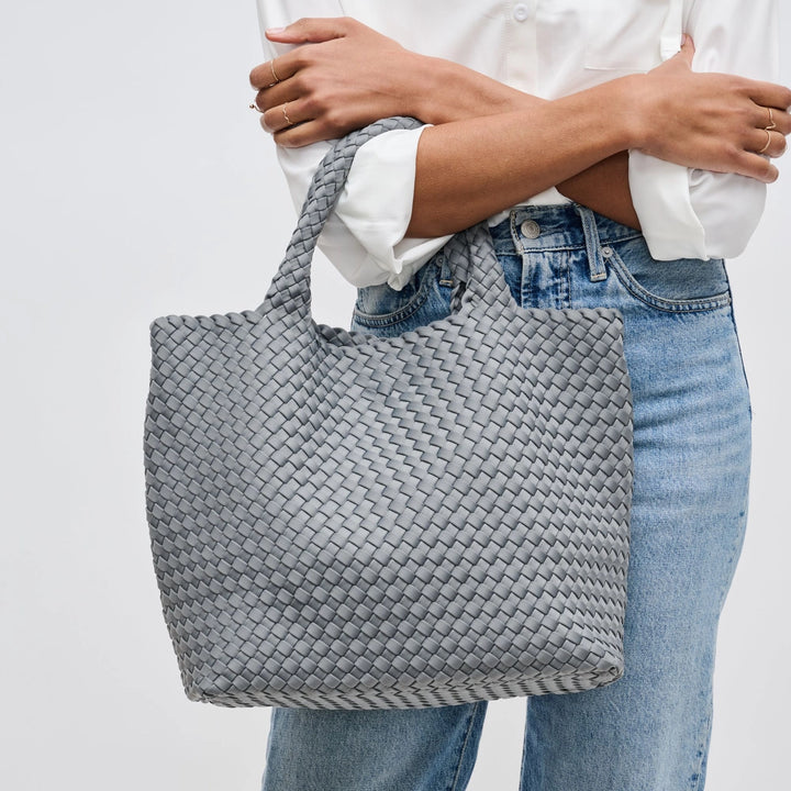 Sky's The Limit - Medium Woven Neoprene Tote in Grey - Sol and Selene