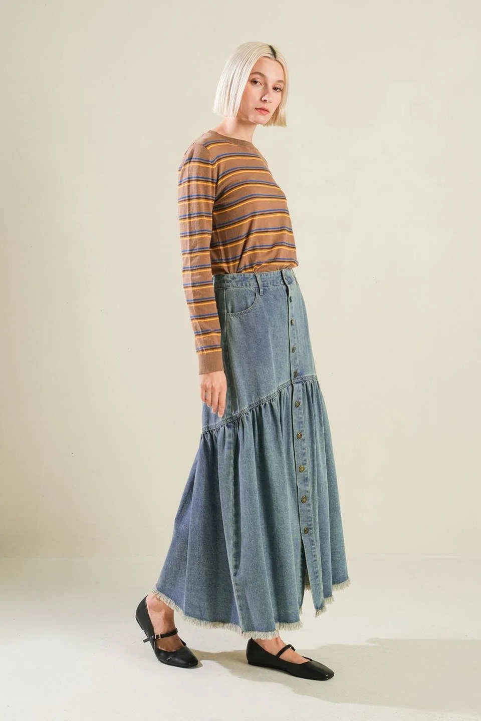 The Haven Denim Midi Skirt