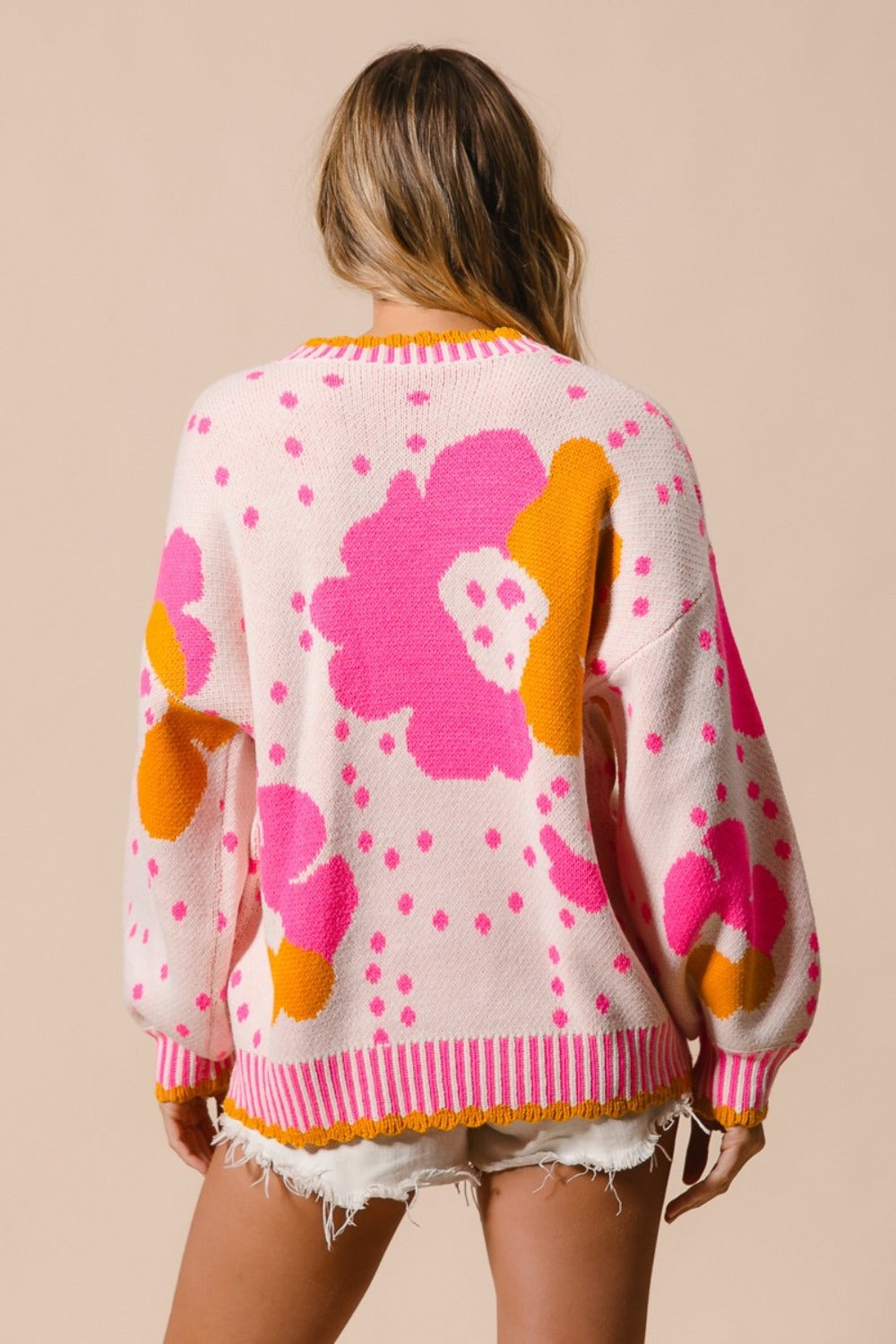 BiBi - Flower Pattern Contrast Sweater