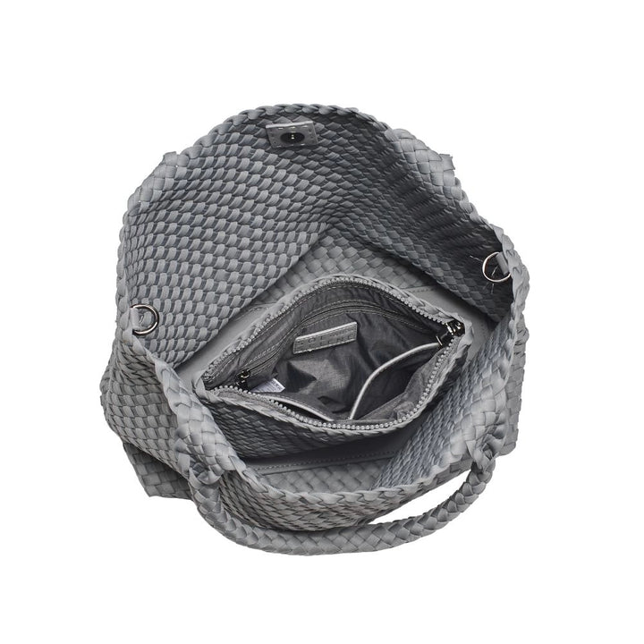 Sky's The Limit - Medium Woven Neoprene Tote in Grey - Sol and Selene