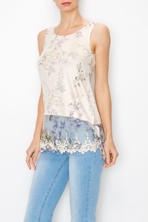 Elizabeth Tea Rose Lacey Tank