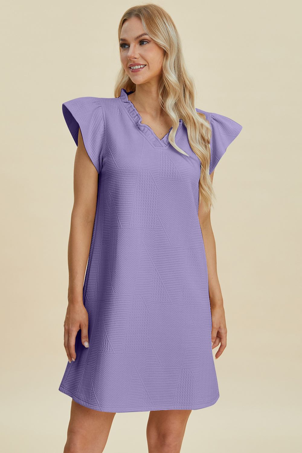 Breezy Days Ruffled V-Neck Cap Sleeve Dress