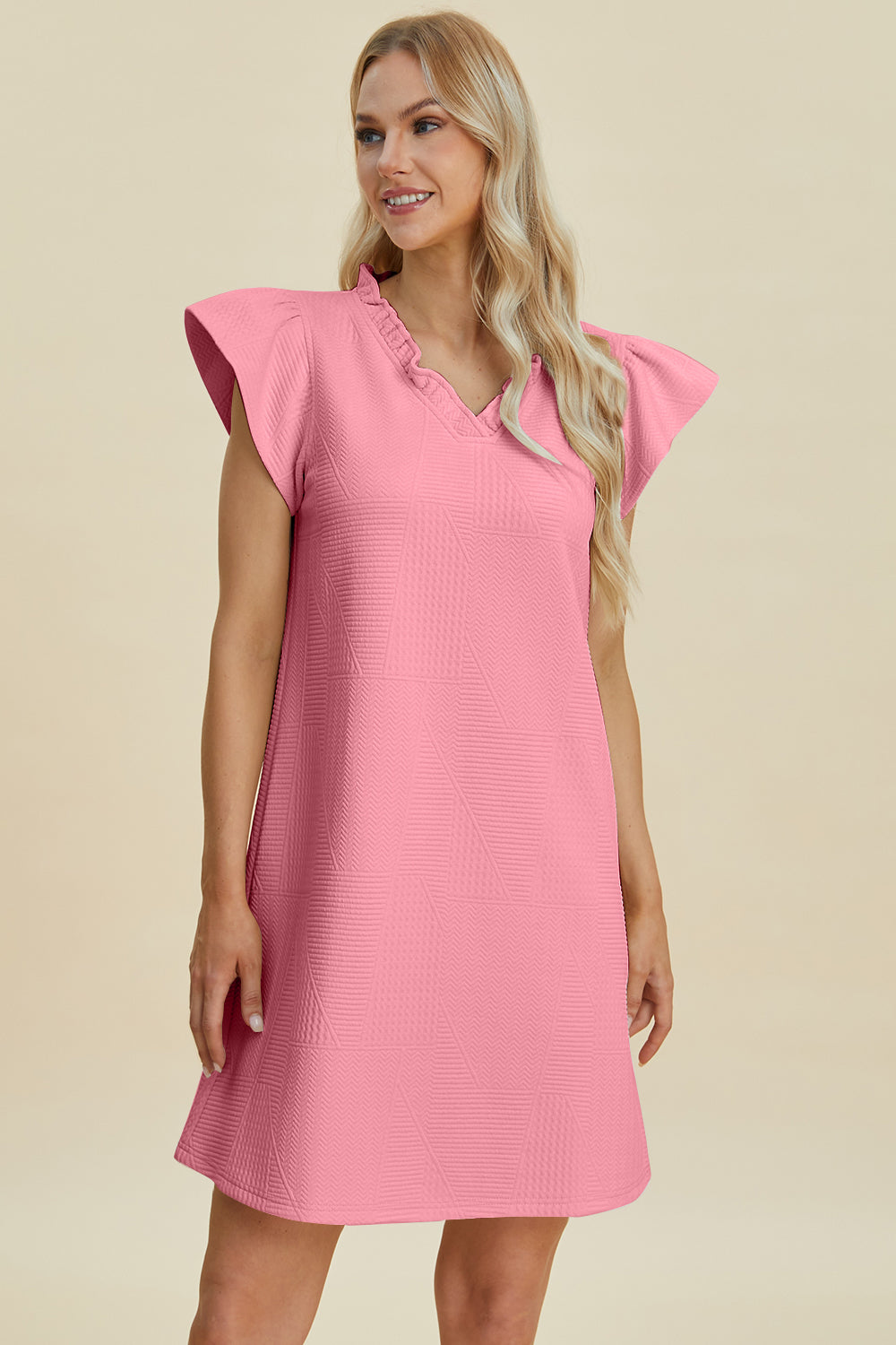 Breezy Days Ruffled V-Neck Cap Sleeve Dress