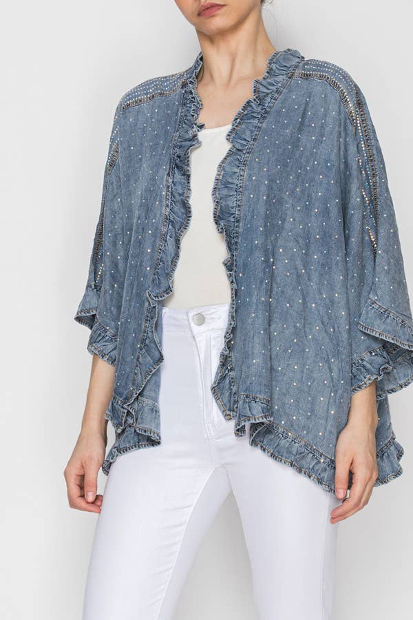 The Starlight Ruffle Denim Kimono
