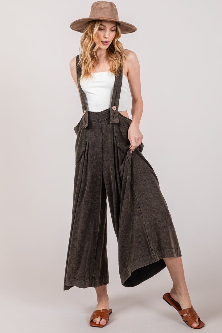 Brooklyn Wide Strap Wide Leg Overalls SAGE + FIG