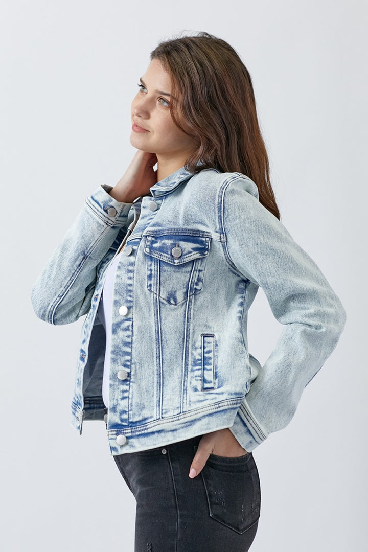 Martha Button Up Washed Denim Jacket - RISEN