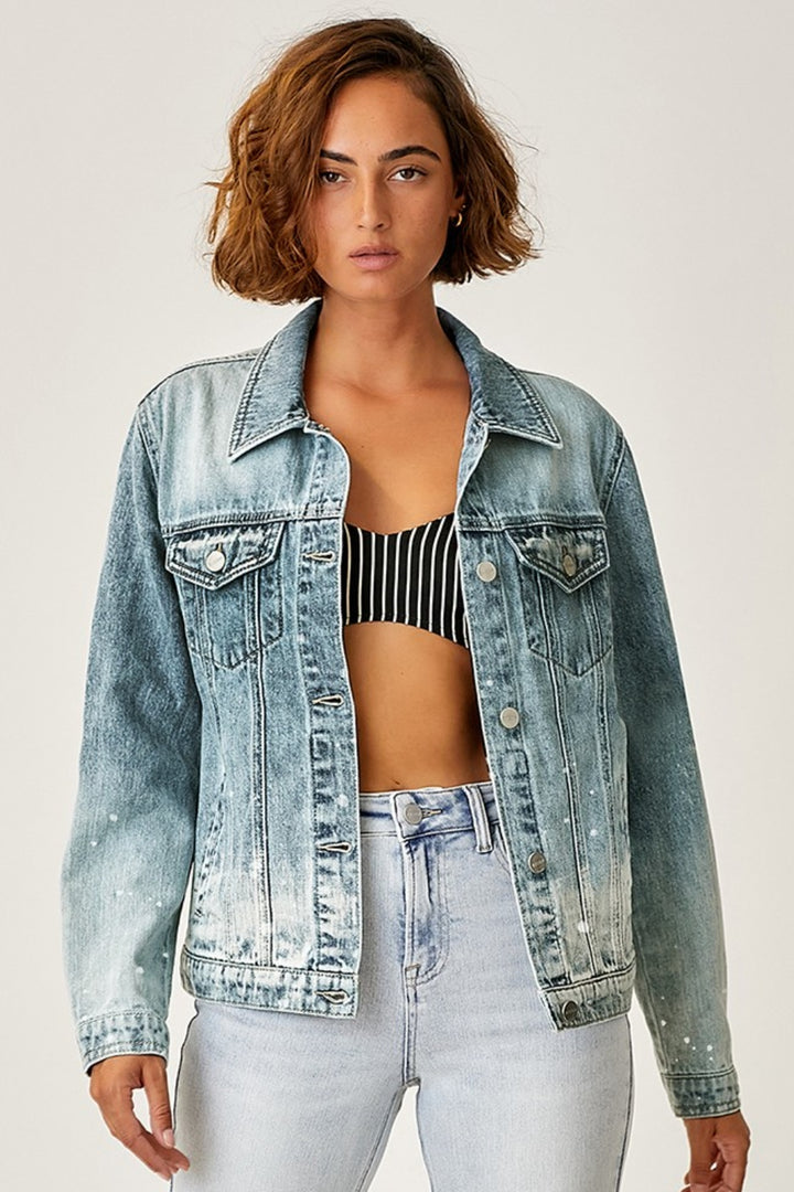 Rachel Button Up Ombre Washed Jacket - RISEN