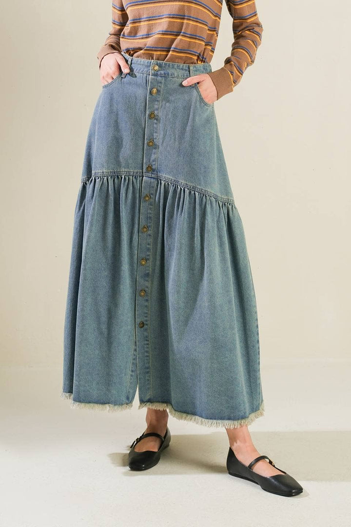 The Haven Denim Midi Skirt