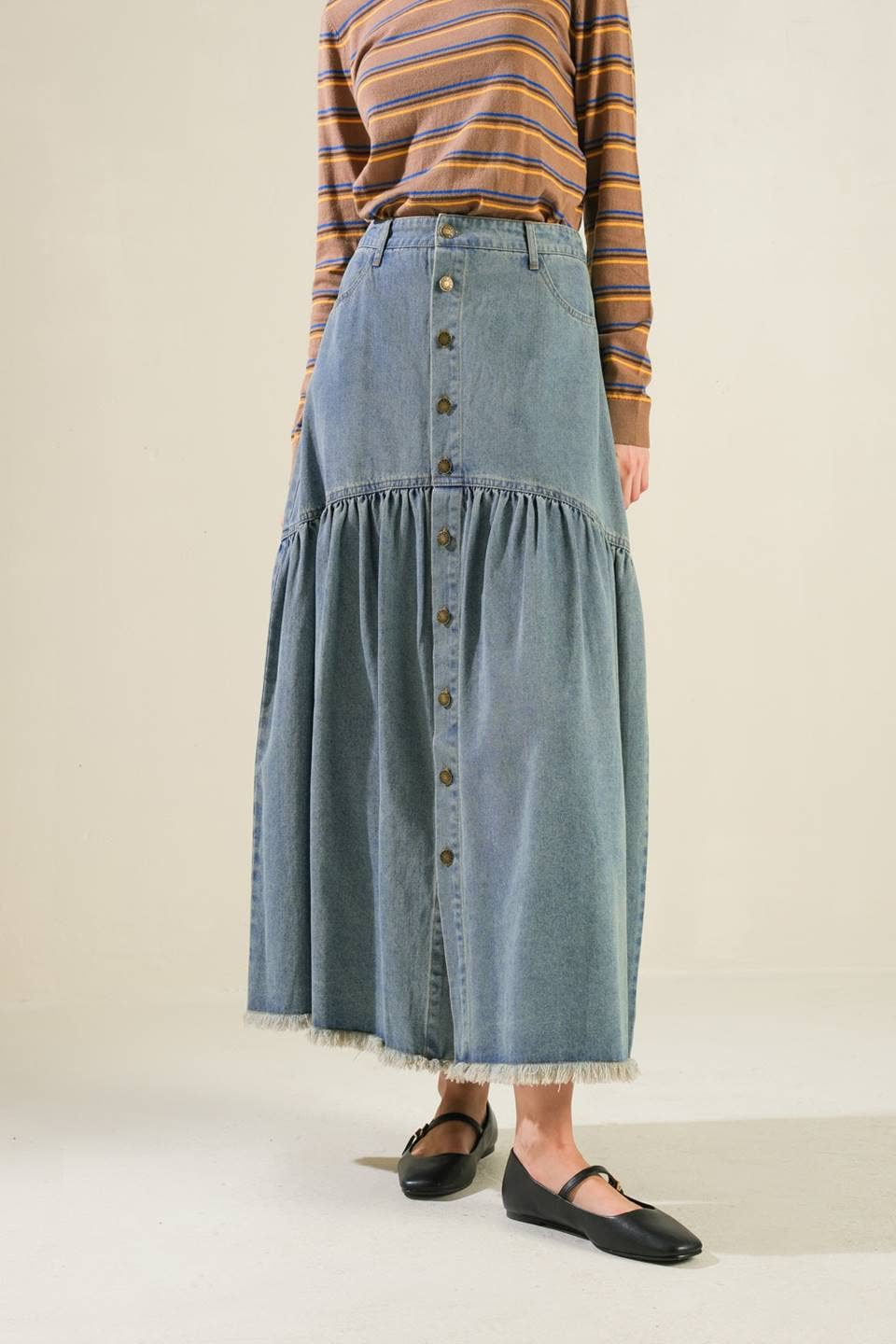 The Haven Denim Midi Skirt