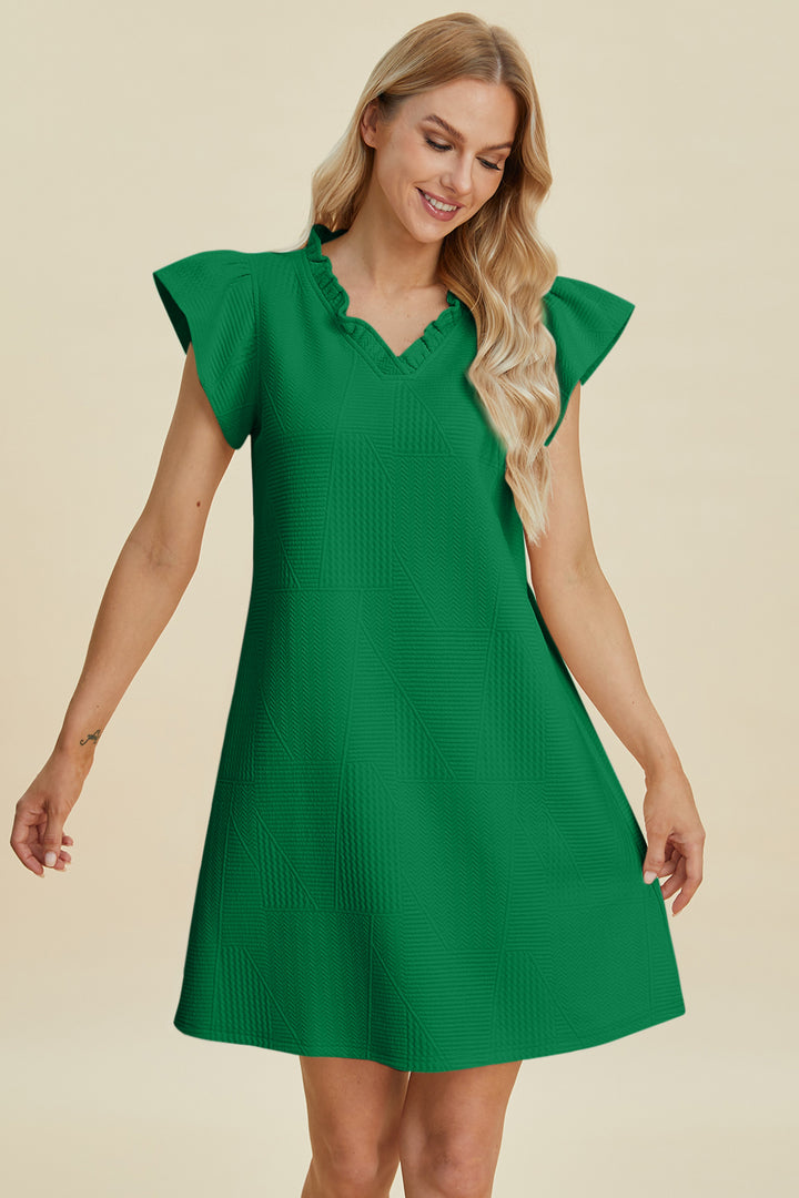 Breezy Days Ruffled V-Neck Cap Sleeve Dress