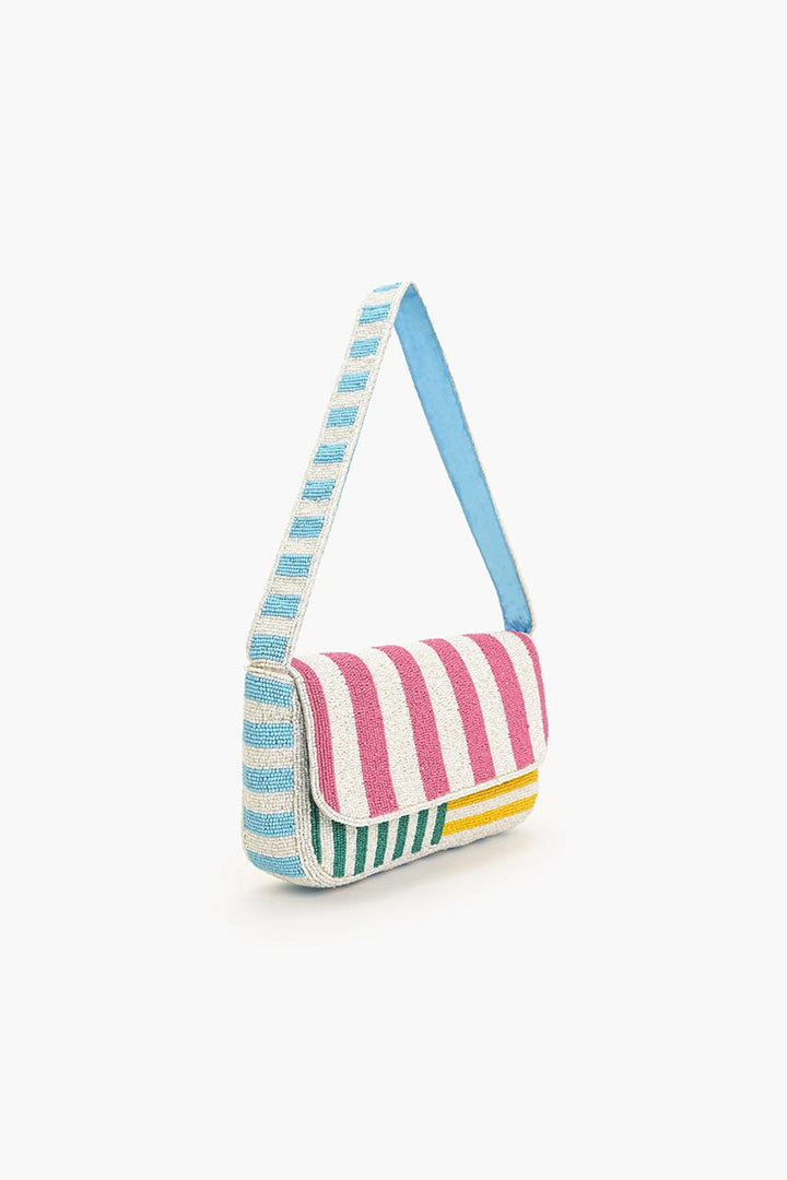 Candy Stripes Embellished Shoulder Bag - America & Beyond