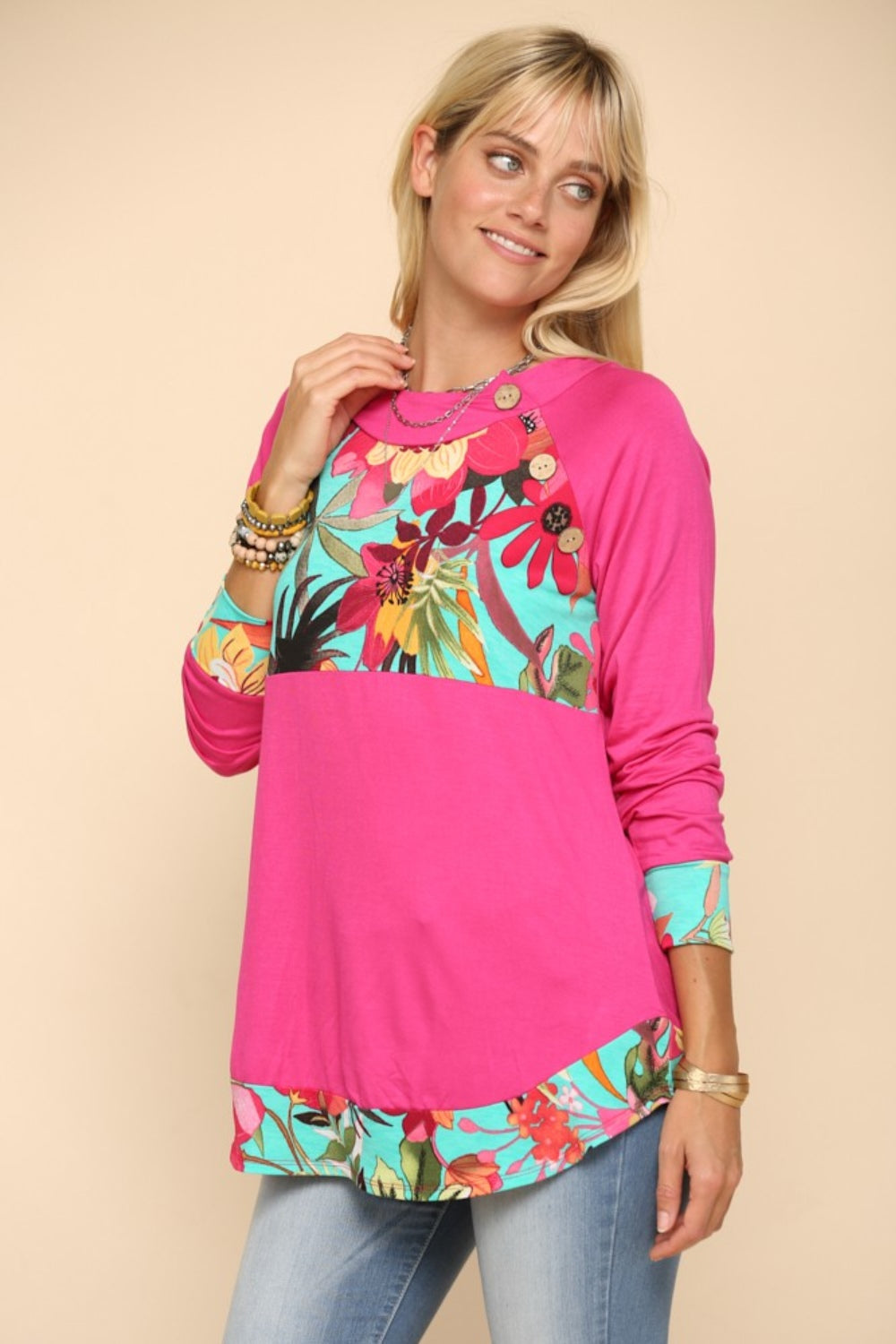 Celeste Tropical Print Long Sleeve T-Shirt