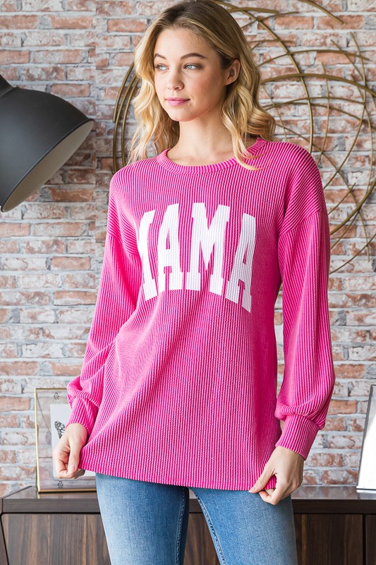 Mama Ribbed Long Sleeve Top