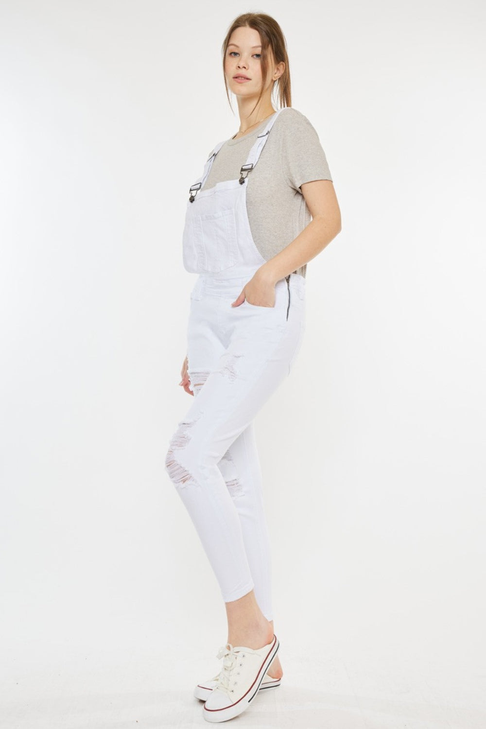 Kennedy Distressed Skinny Denim Overalls Kancan