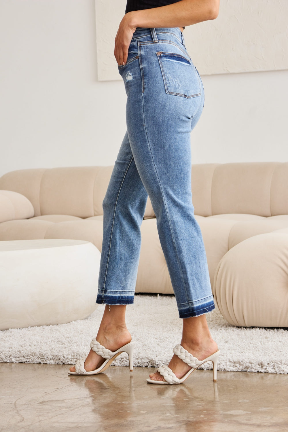 Carmen High Rise Release Hem Cropped Bootcut Jeans - Judy Blue