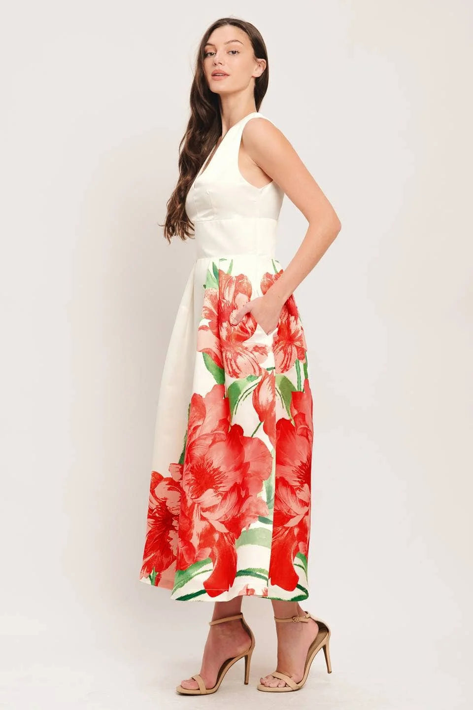 Scarlet Garden Midi Dress