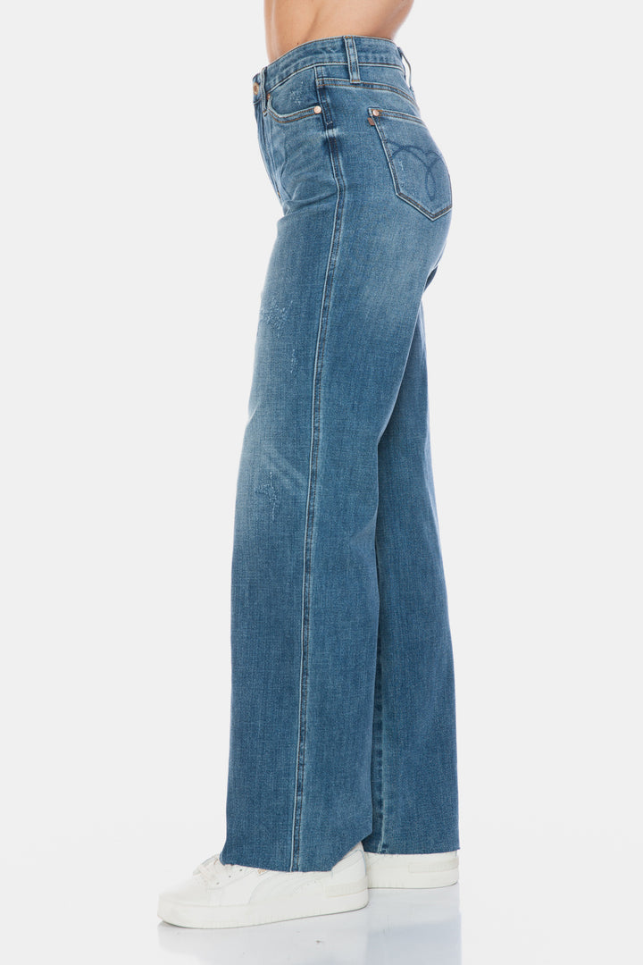 Jemma Tummy Control Cut Raw Hem Straight Jeans - Judy Blue