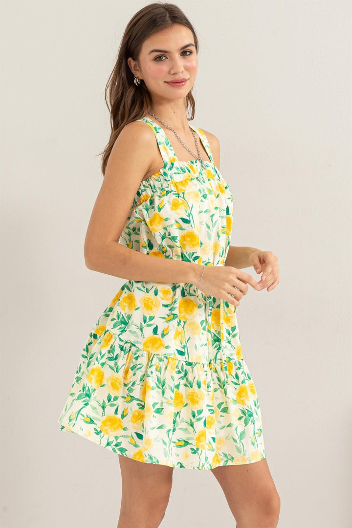 Floral Tie Shoulder Mini Dress HYFVE