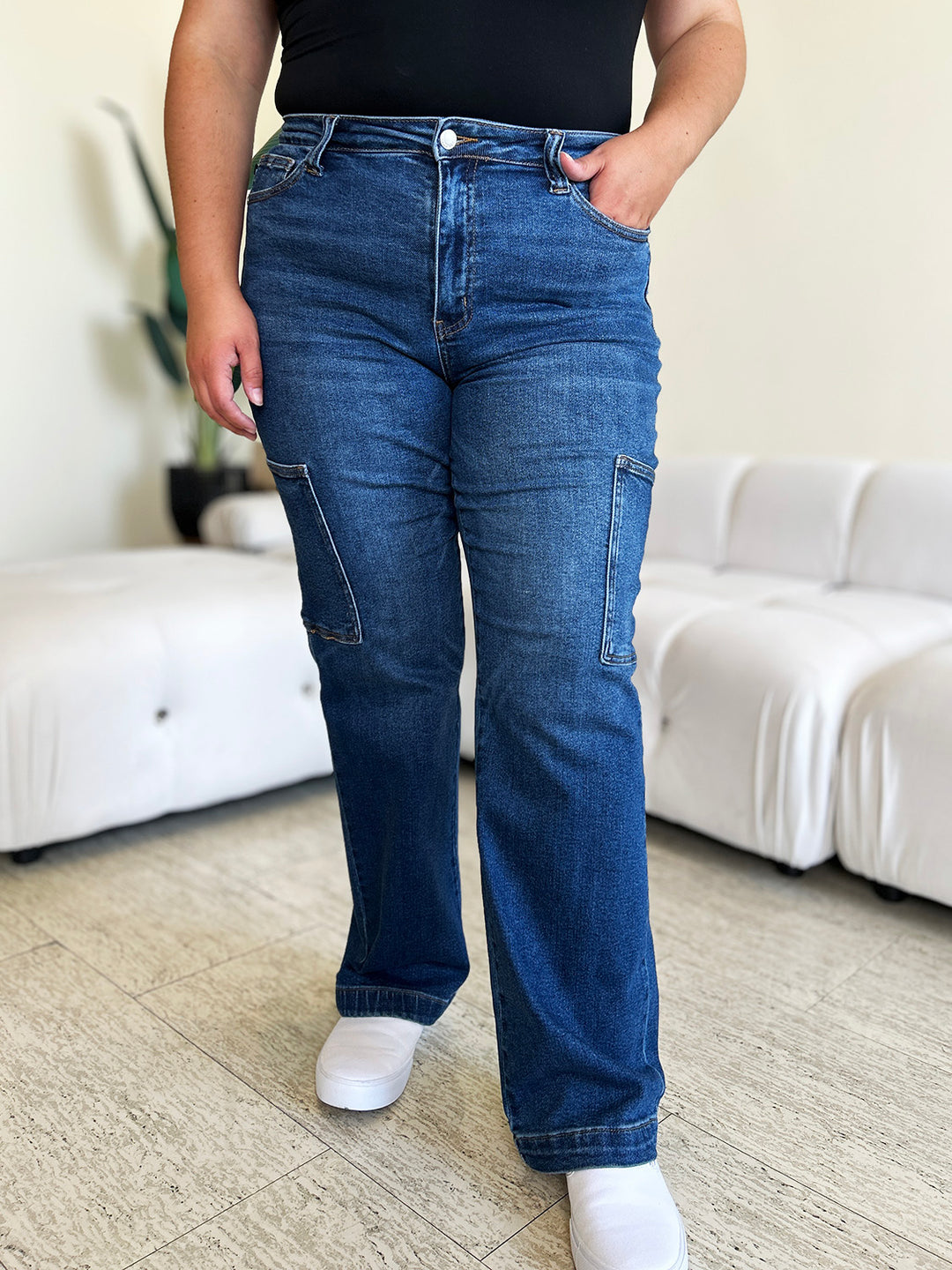 Renee High Waist Straight Cargo Jeans Judy Blue