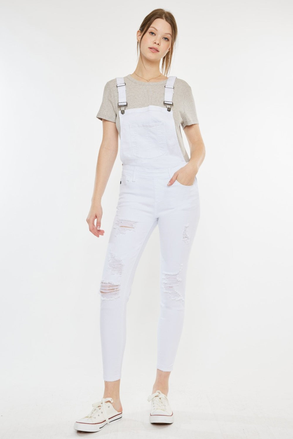 Kennedy Distressed Skinny Denim Overalls Kancan