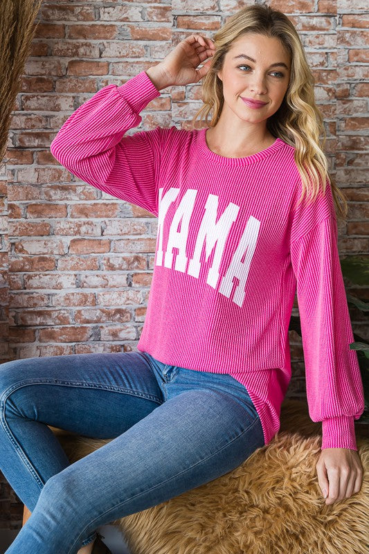 Mama Ribbed Long Sleeve Top