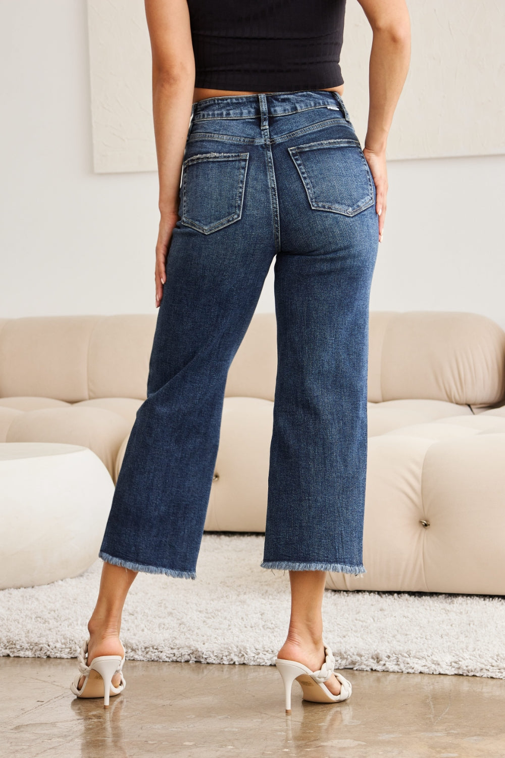 Iris Tummy Control High Waist Raw Hem Jeans RFM