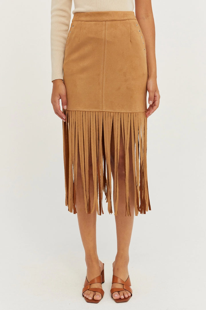 Letty Vegan Suede Fringe Skirt