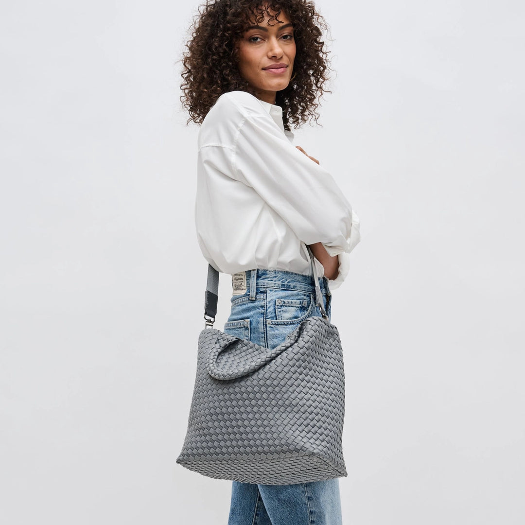 Sky's The Limit - Medium Woven Neoprene Tote in Grey - Sol and Selene