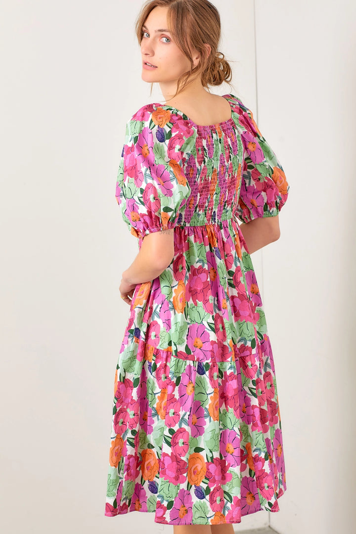 Adeline Poplin Midi Floral Dress