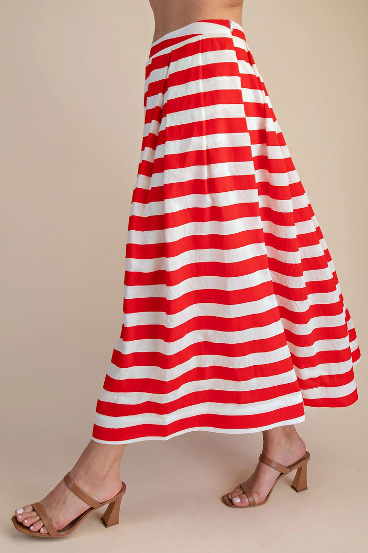 The Riviera Stripe Midi Skirt