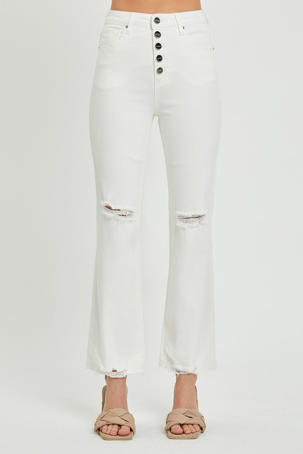 Allie High Rise Button Fly Straight Ankle Jeans - Risen