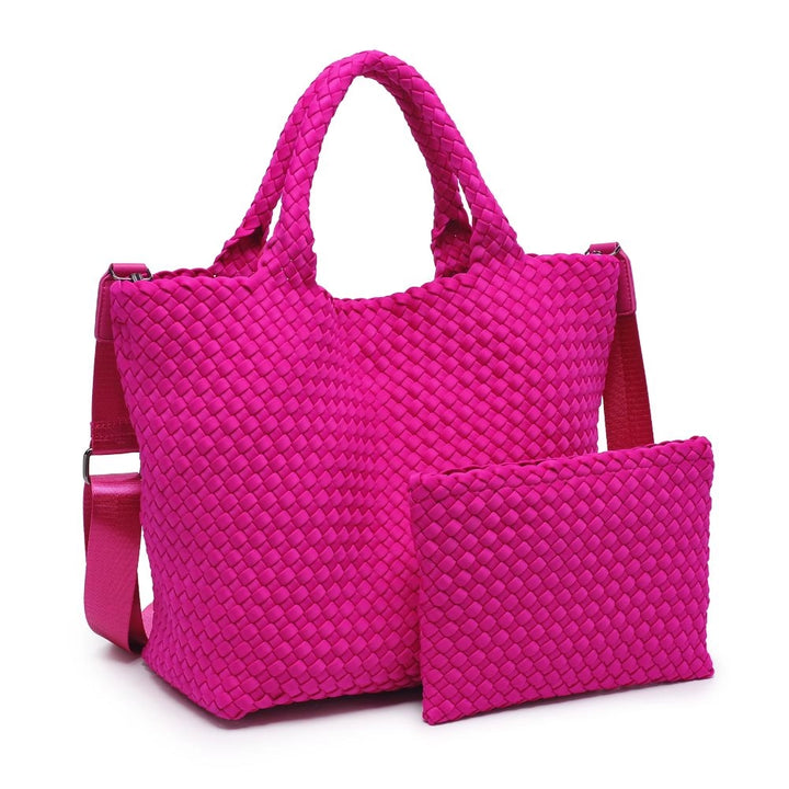 Sky's The Limit - Medium Woven Neoprene Tote in  Fuchsia - Sol and Selene