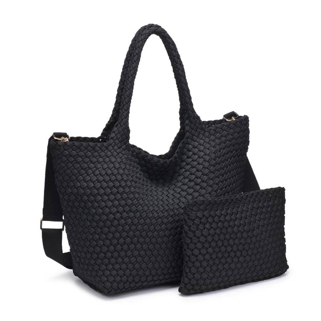 Sky's The Limit - Medium Laced Up Eco-Edition Tote: Black - Sol and Selene