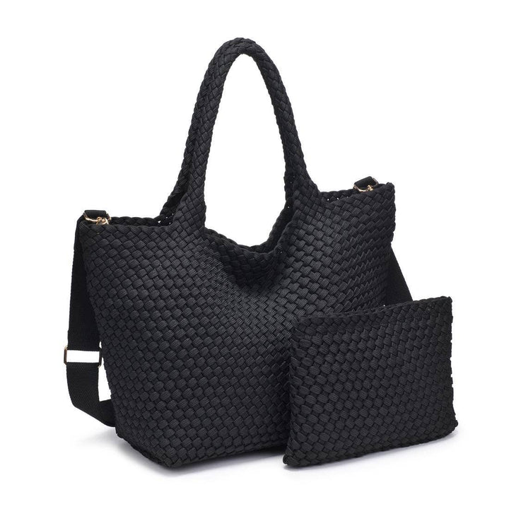 Sky's The Limit - Medium Laced Up Eco-Edition Tote: Black - Sol and Selene