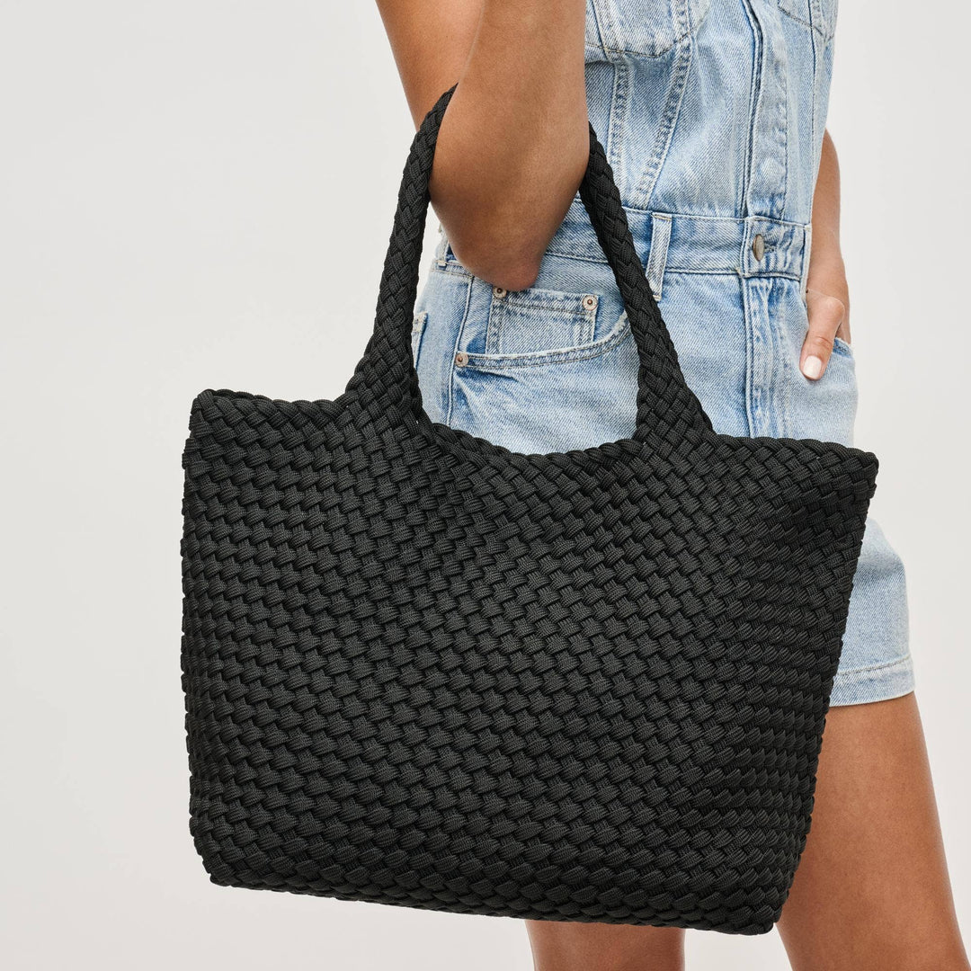 Sky's The Limit - Medium Laced Up Eco-Edition Tote: Black - Sol and Selene
