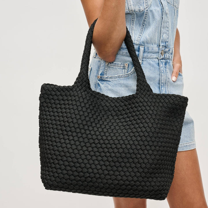 Sky's The Limit - Medium Laced Up Eco-Edition Tote: Black - Sol and Selene