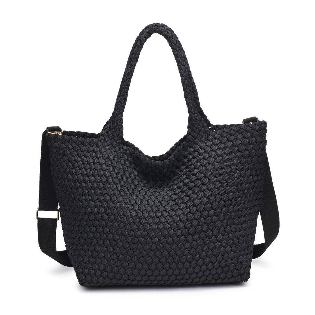 Sky's The Limit - Medium Laced Up Eco-Edition Tote: Black - Sol and Selene