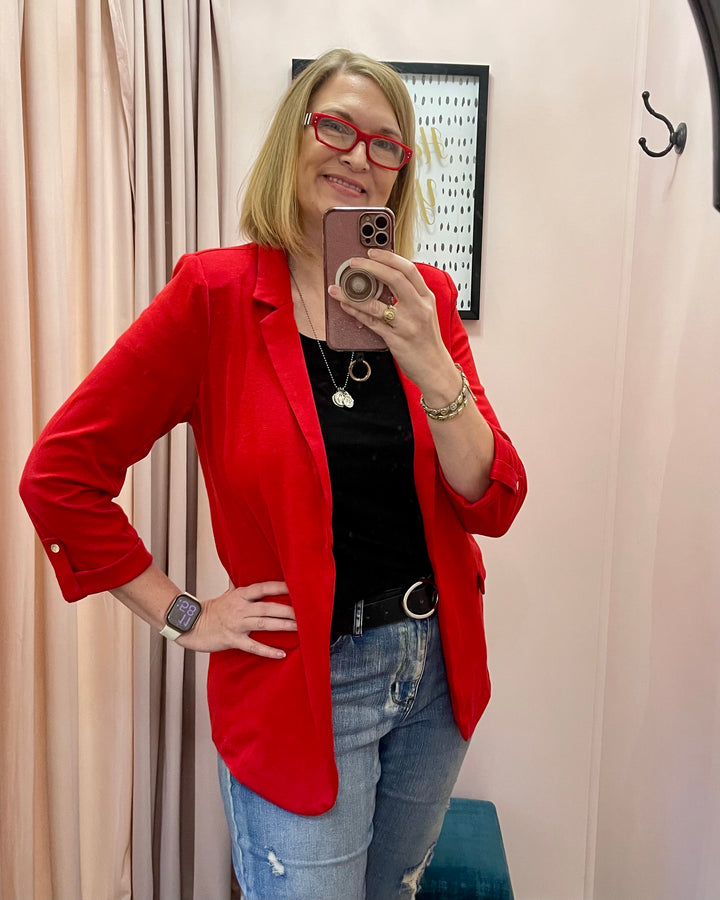 The Signature Ponte Blazer in True Red