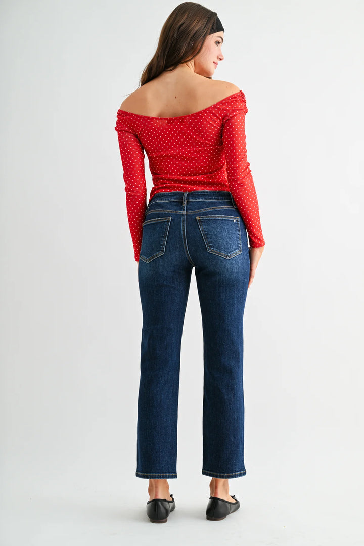 The Everyday Straight Ankle Jeans – Mid Rise – Mica Denim