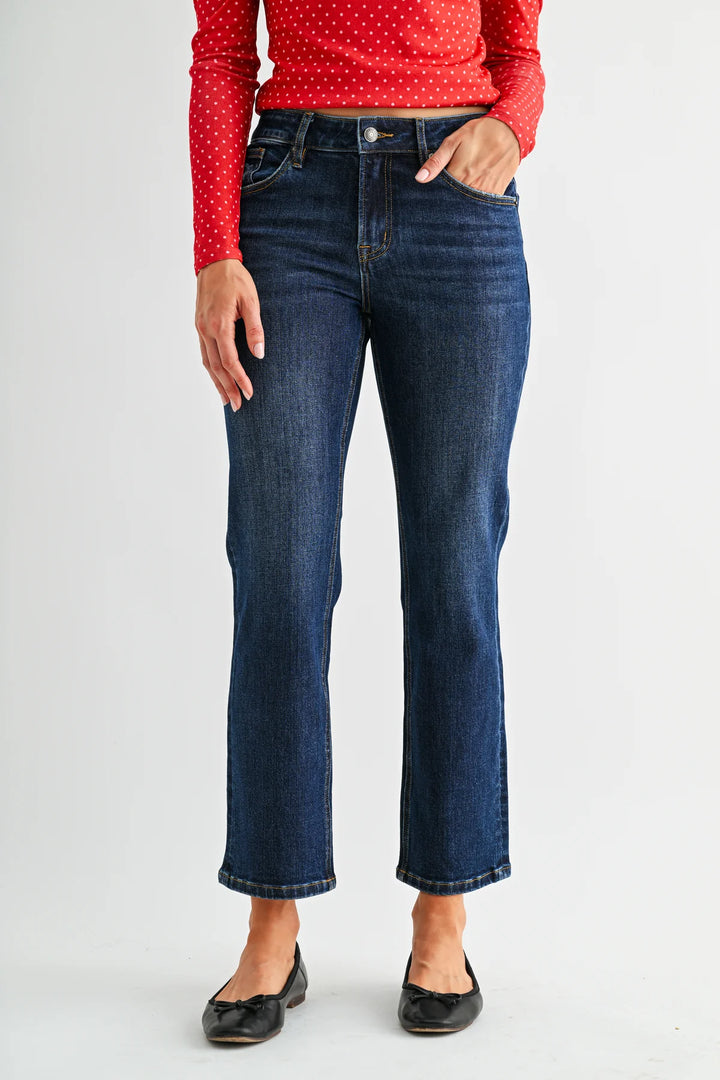 The Everyday Straight Ankle Jeans – Mid Rise – Mica Denim