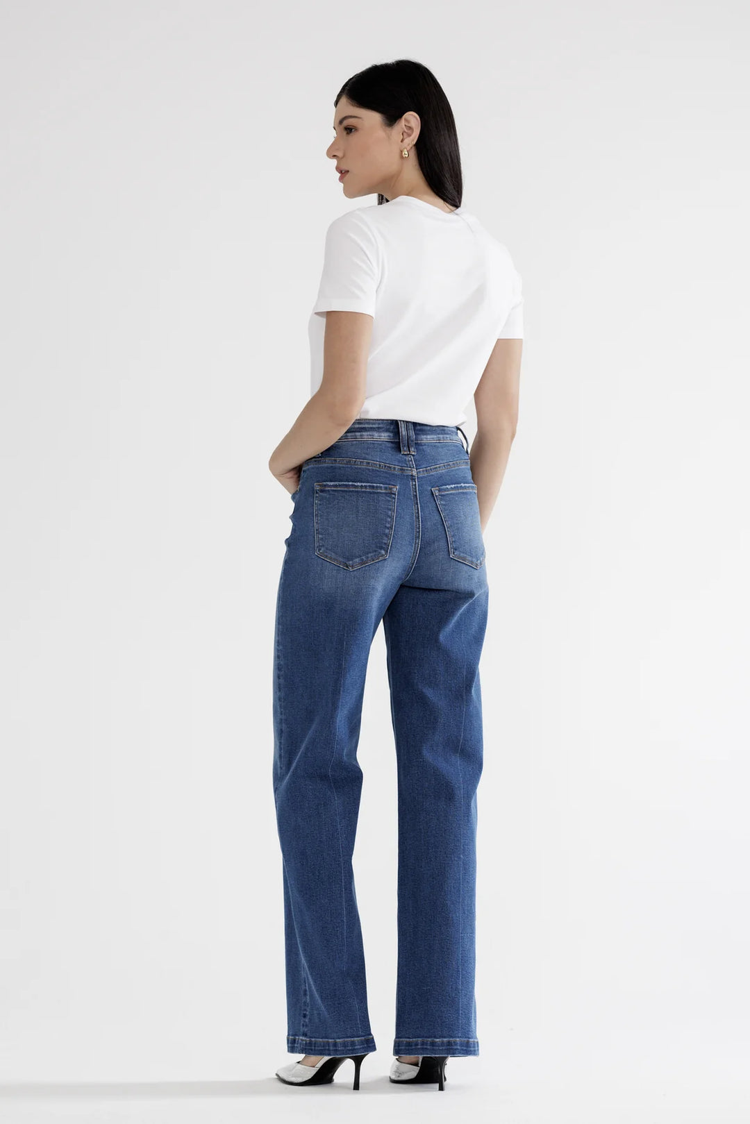 The Long & Lean Wide Leg Jeans – High Rise – Mica Denim